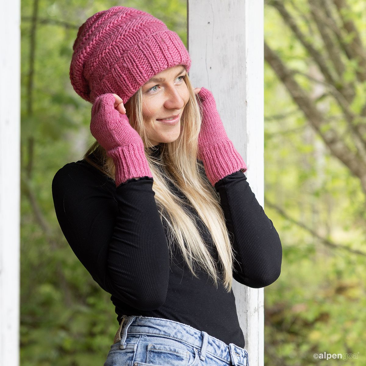 Wollmütze Balloa Pink Tragebeispiel